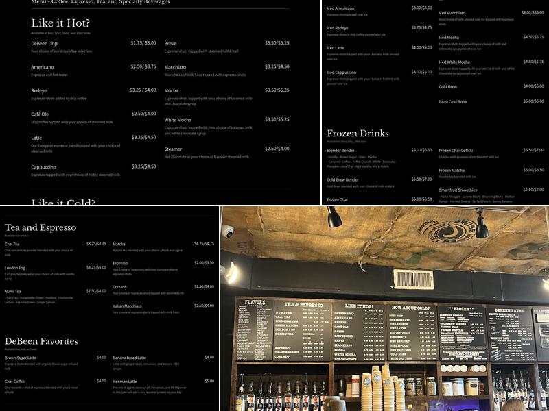 DeBeen Espresso Menu