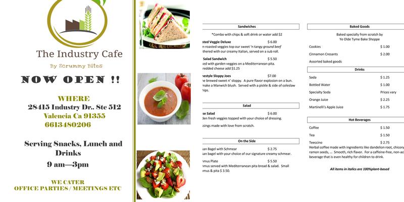 The Industry Cafe at Scrummy Bites Menu