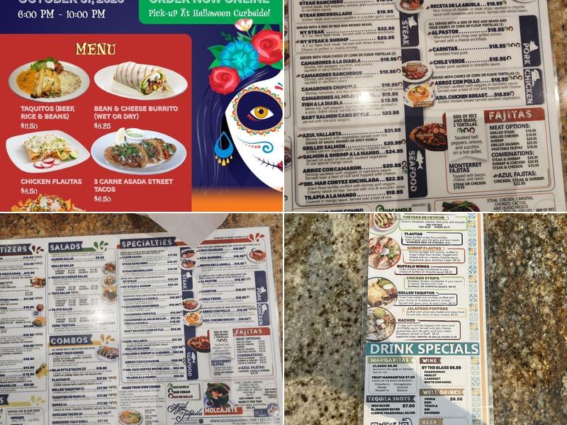 Azul Tequila Mexican Bar & Grill Menu