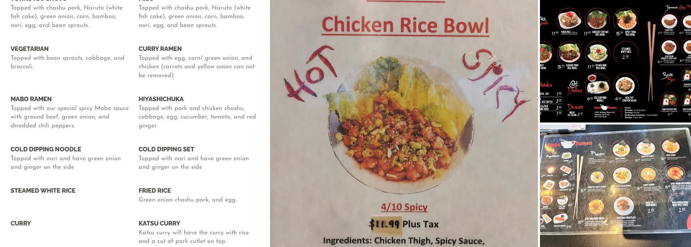Masa Ramen Menu