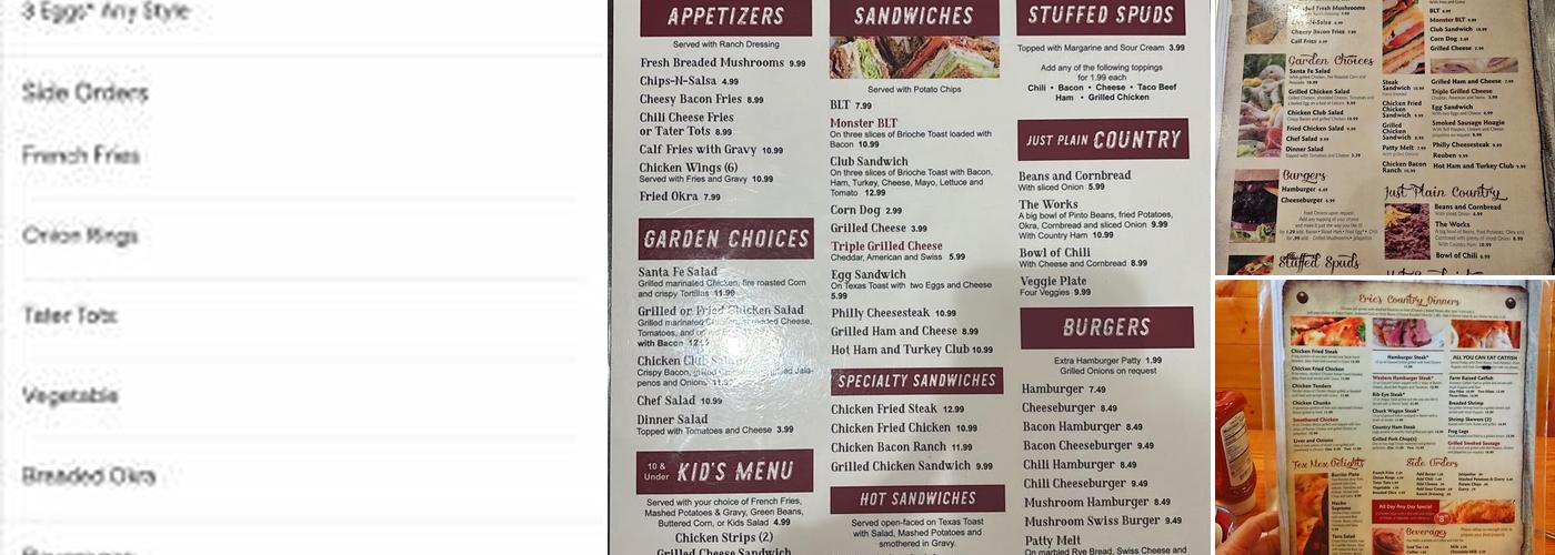Sonny's Cafe Menu