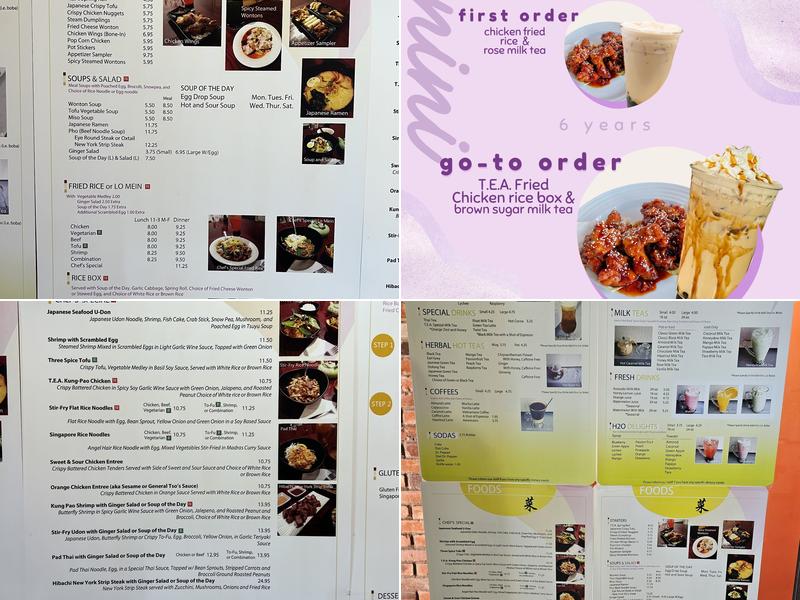 Tea Cafe On the Corner Menu