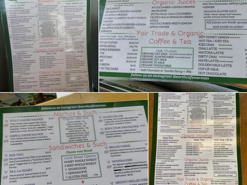 The Earth Café & Deli Menu