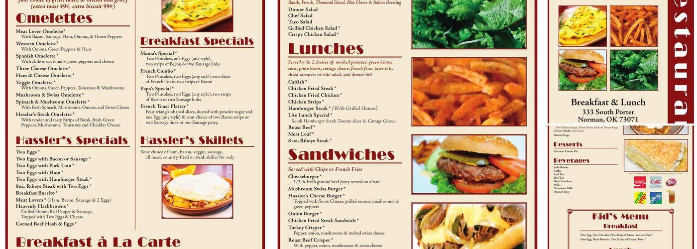 Hassler's Restaurant Menu