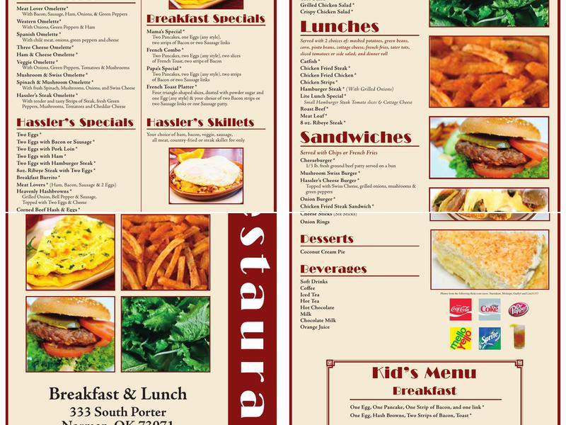 Hassler's Restaurant Menu