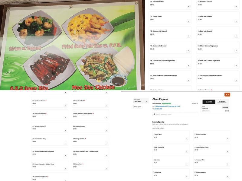 Chu's Express Menu