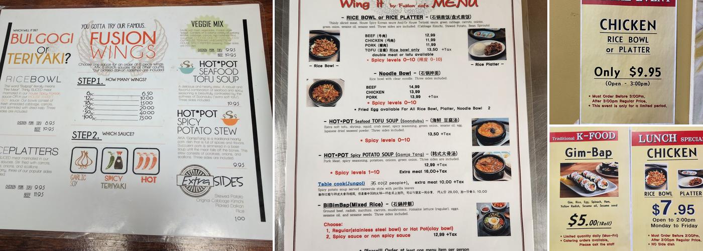 Wing It Menu