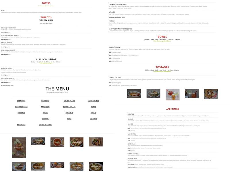 Casa Pasilla Mexican Kitchen Menu