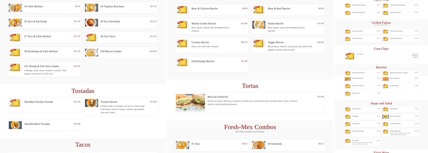 Alamo Restaurant Menu