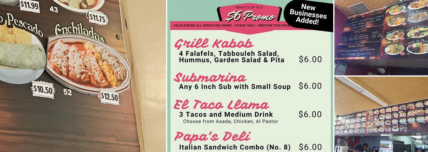 El Taco Llama Menu