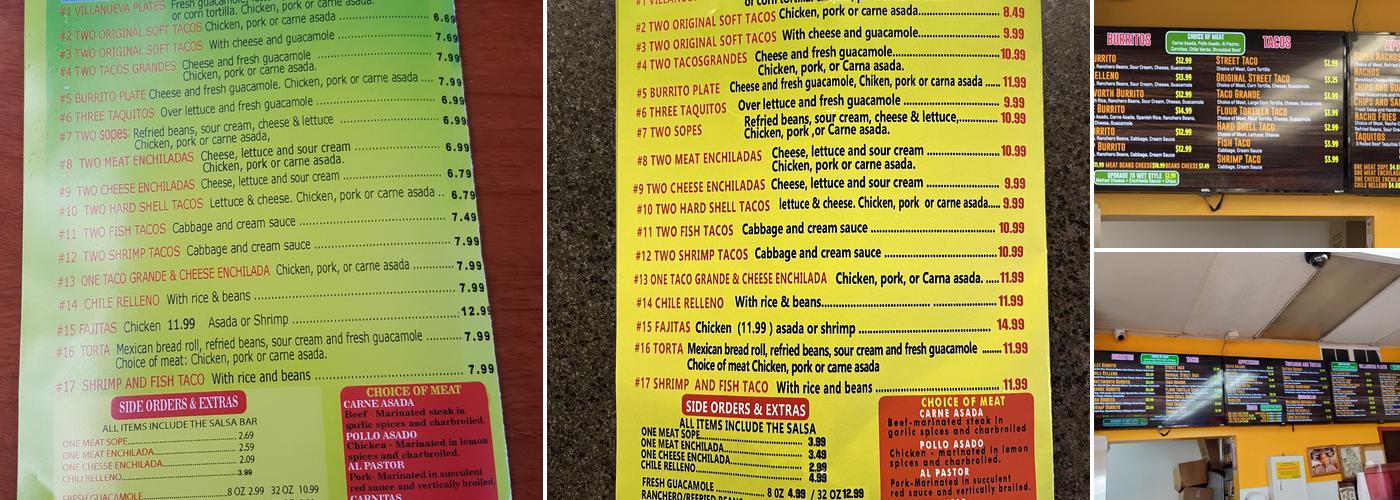 Villanueva Mexican Grill Menu
