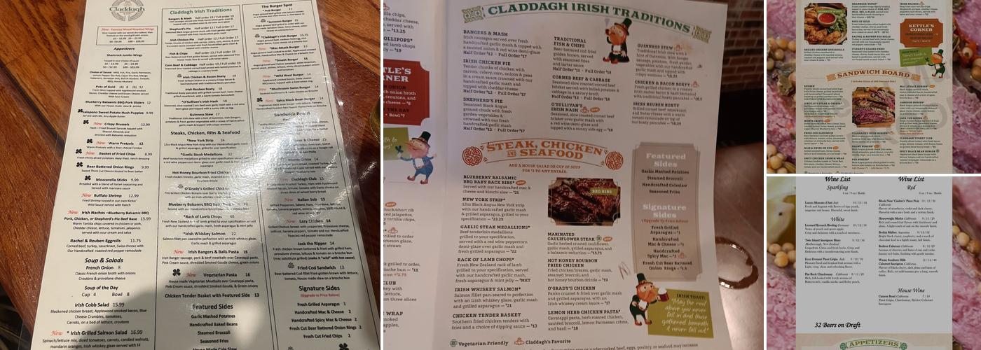 Claddagh Restaurant & Pub Menu