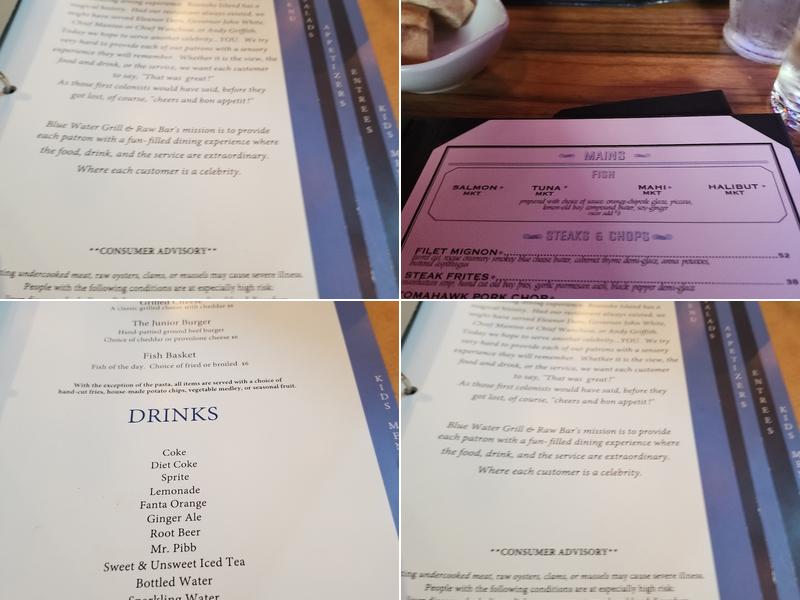 Blue Water Grille Menu