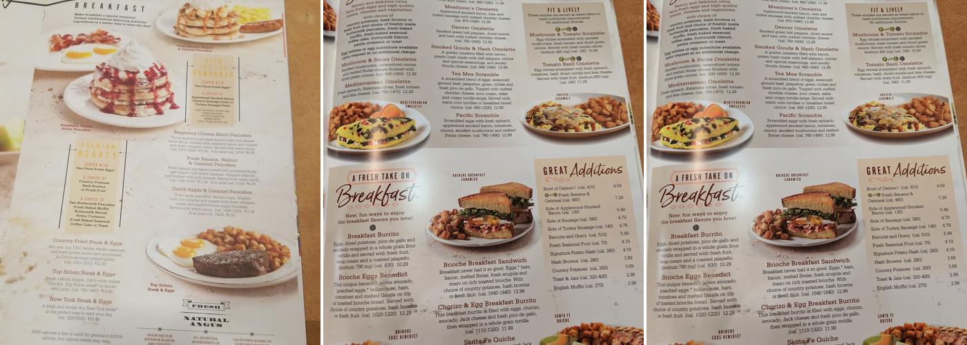 Coco's Bakery Restaurant Menu