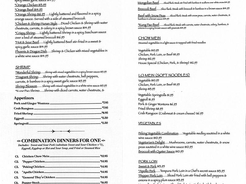 China Moon Cafe Menu