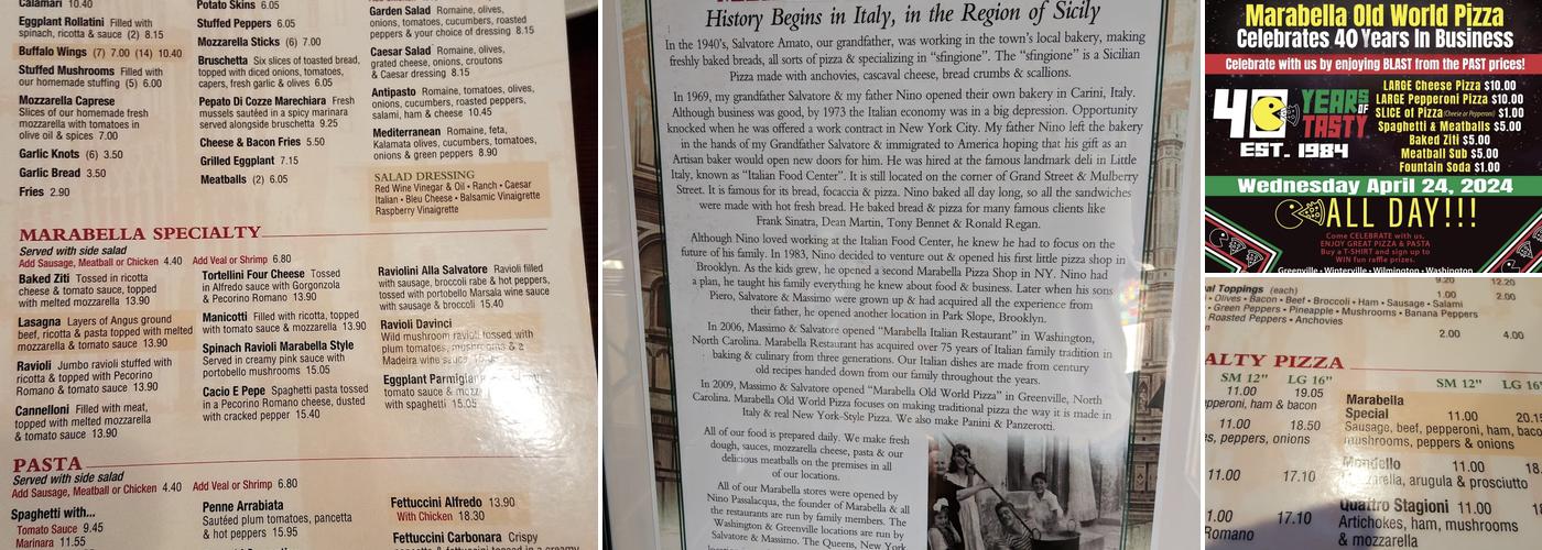 Marabella Pizza & Grill Menu
