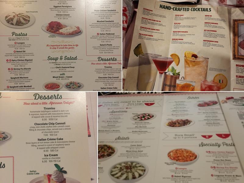 Buca di Beppo Italian Restaurant Menu