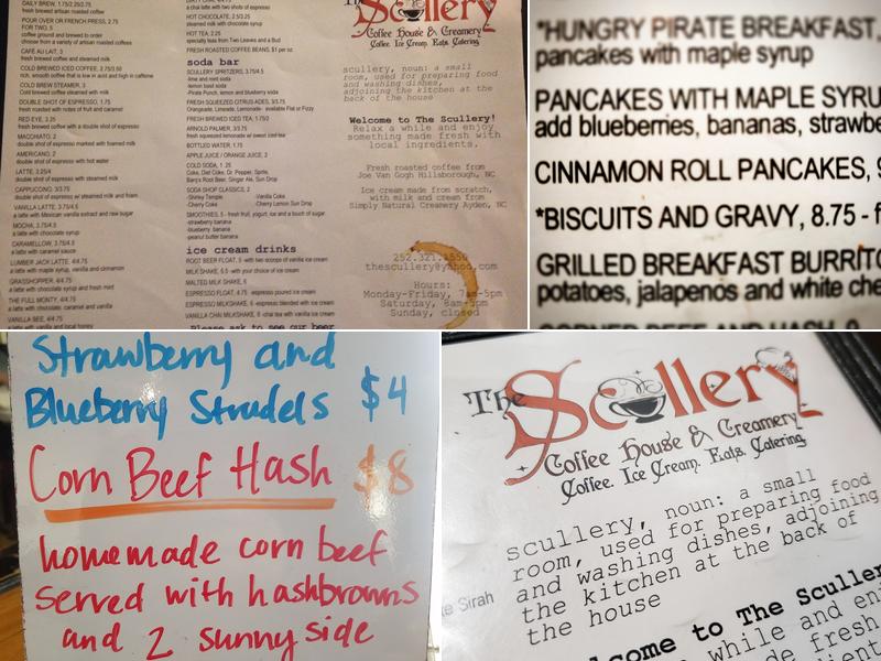 The Scullery Coffee House and Creamery Menu