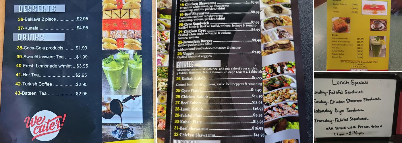 Bateeni Mediterranean Grill Menu