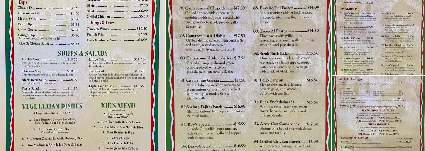 La Fiesta Menu