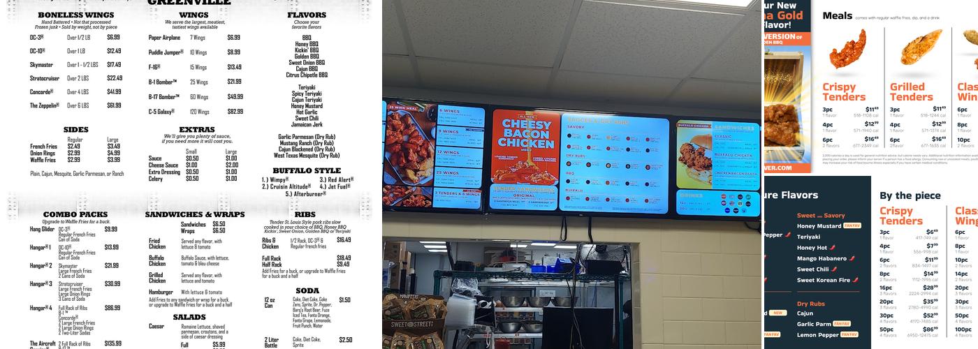 Wings Over Greenville Menu