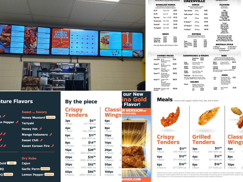 Wings Over Greenville Menu