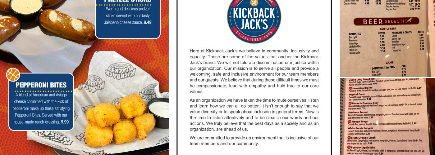 Kickback Jack’s Menu