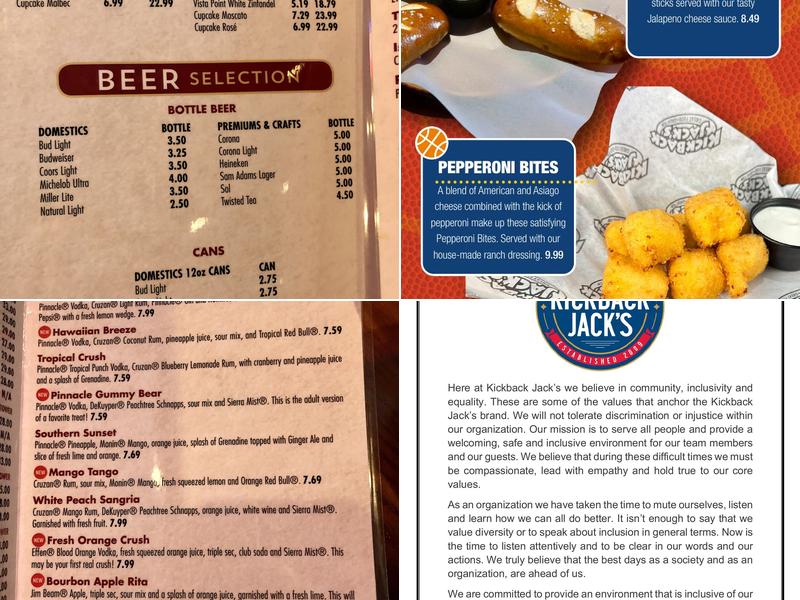 Kickback Jack’s Menu