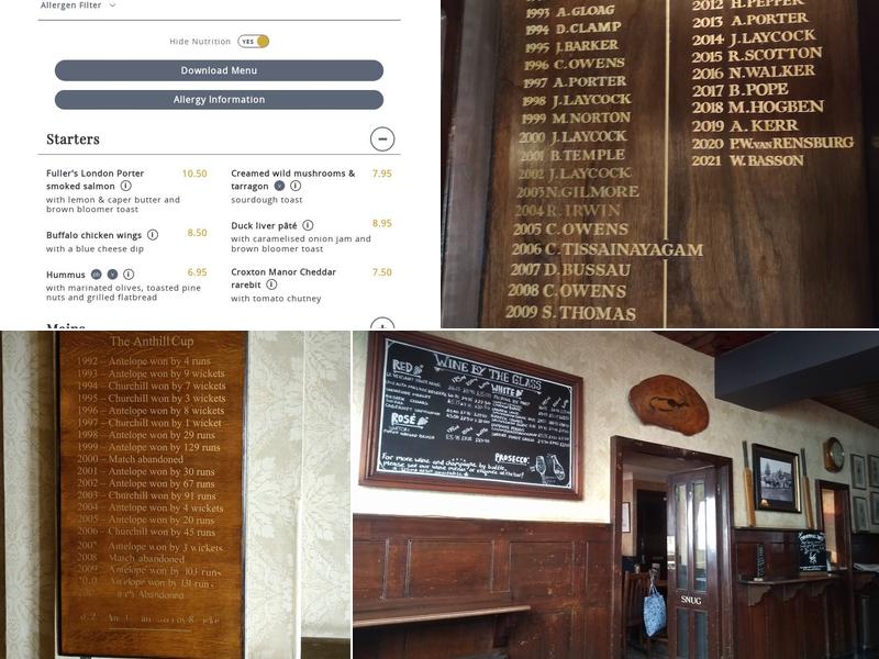 The Antelope, Belgravia Menu