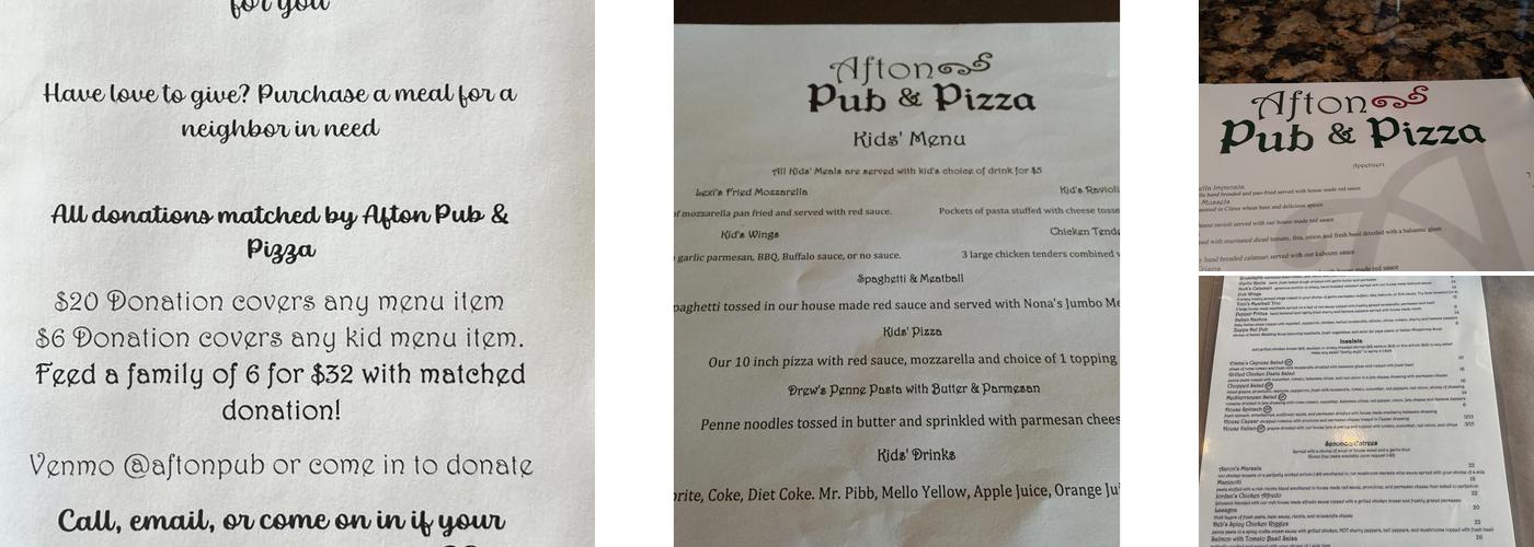 Afton Pub & Pizza Menu