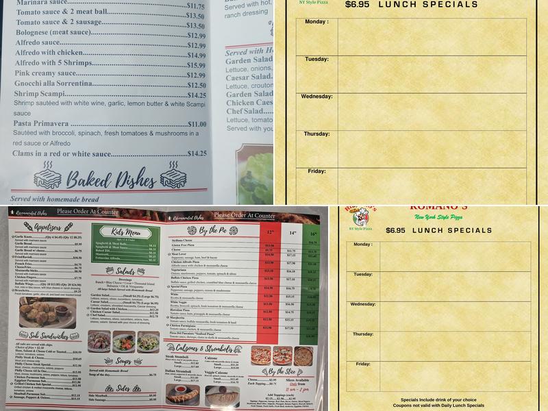 Romano's Pizza Italian Restaurant Menu