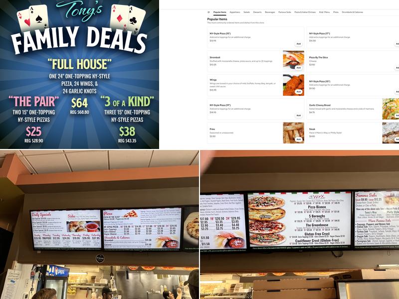 Tony's Pizza Menu