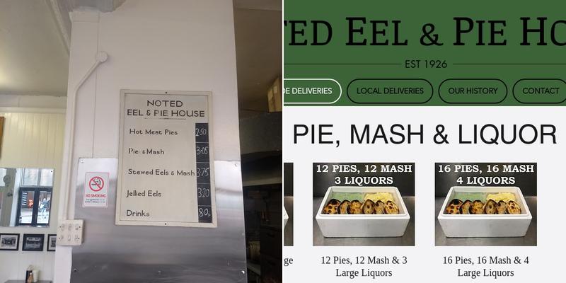 Eel & Pie House Menu