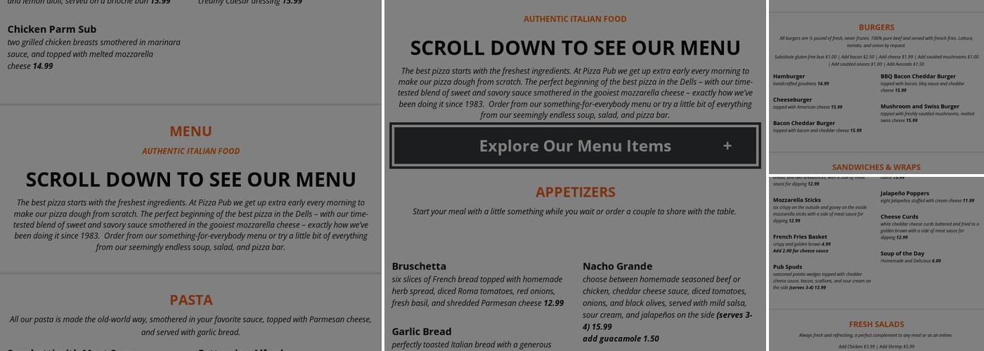 Pizza Pub Menu