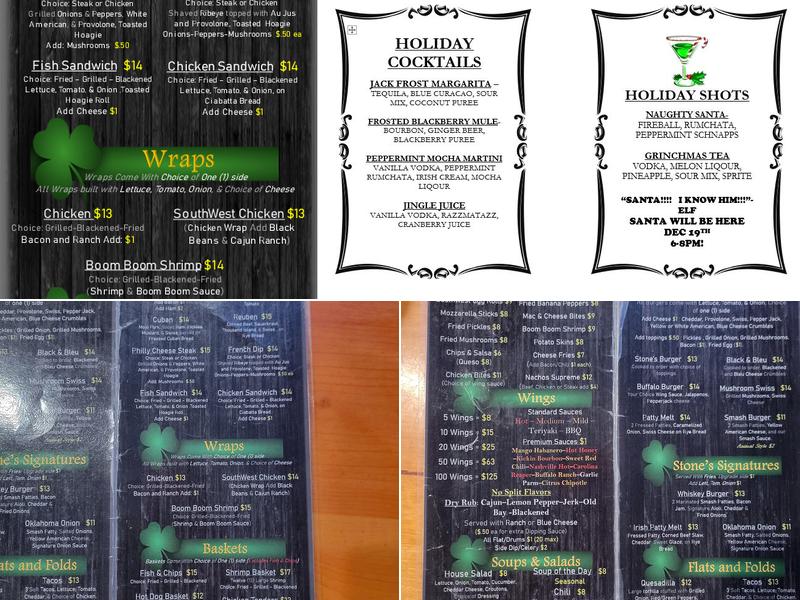 Stone's Irish Pub Menu
