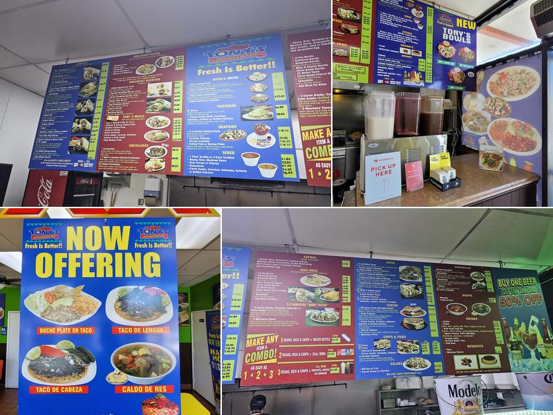 Tonys Fresh Mexican Food Menu