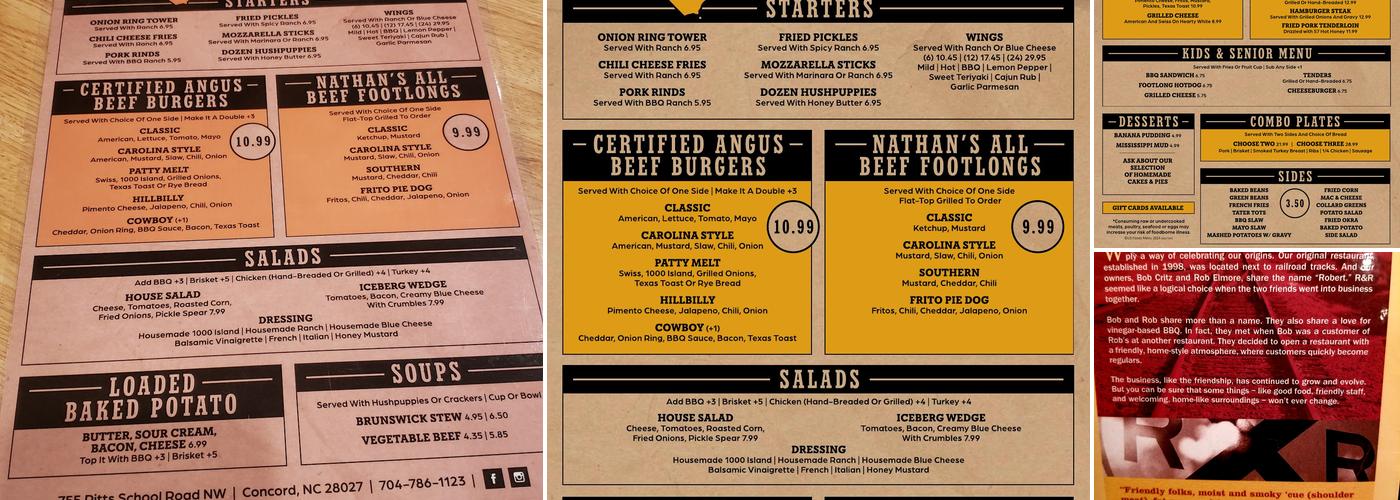 Jake's, an R&R BBQ restaurant Menu