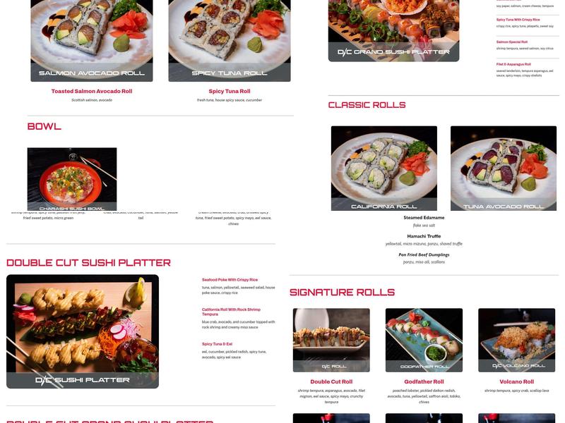 Double Cut Steak House Menu