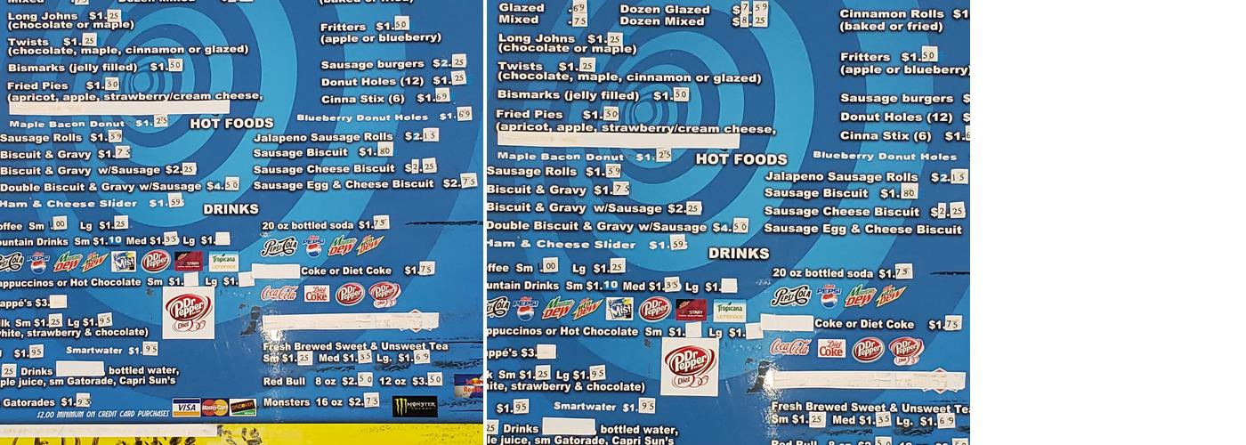 Daylight donuts Menu