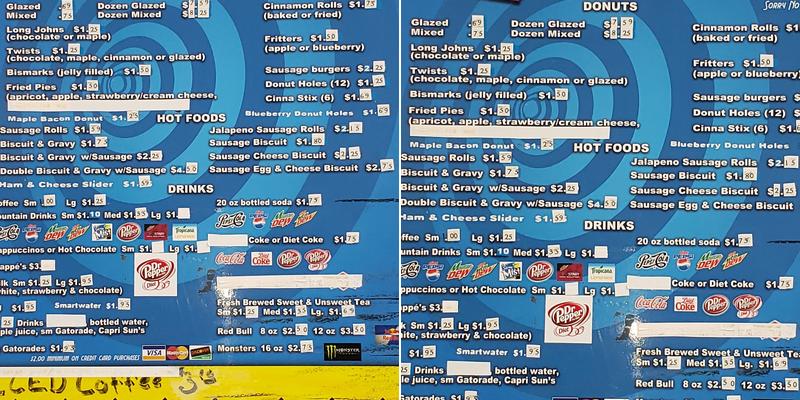 Daylight donuts Menu