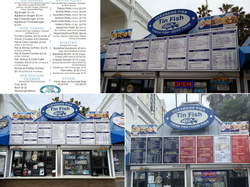 Tin Fish Oceanside Menu