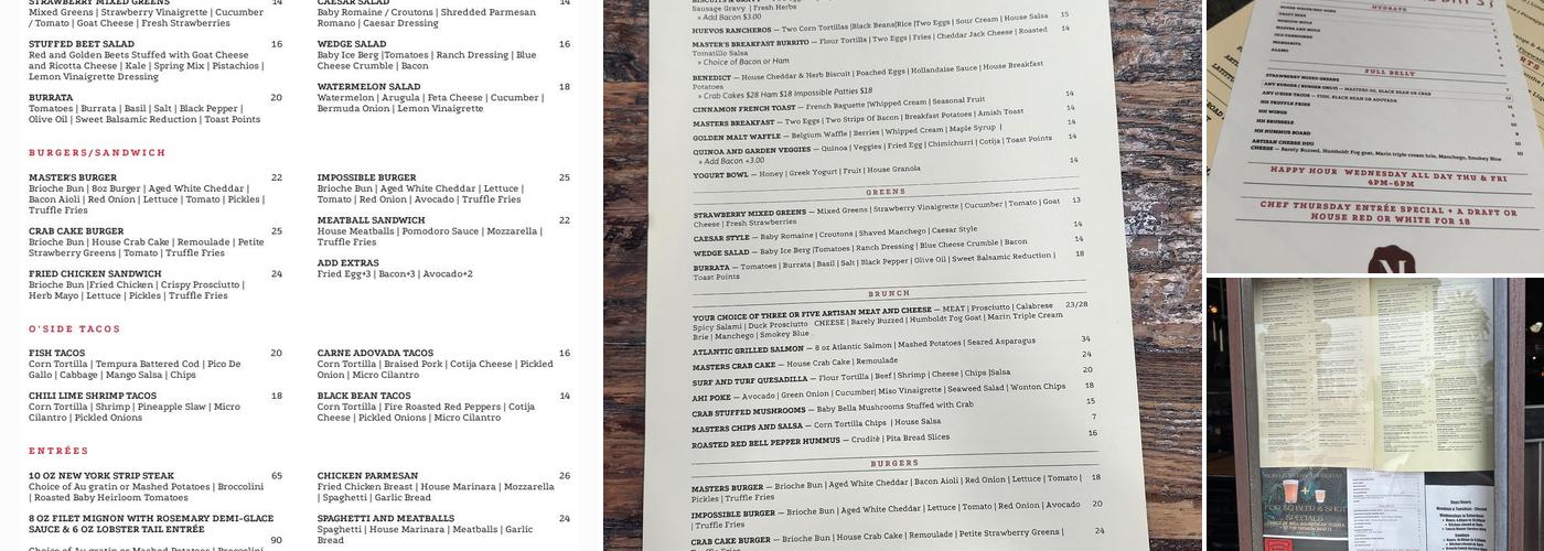 Masters Kitchen and Cocktail Menu