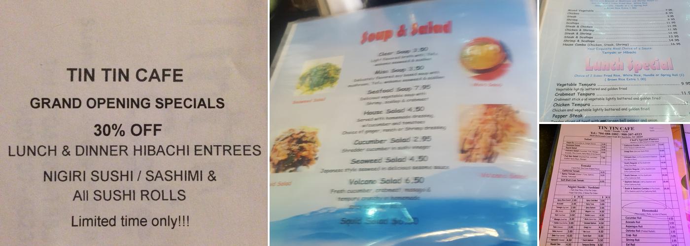 Tintin Cafe Menu