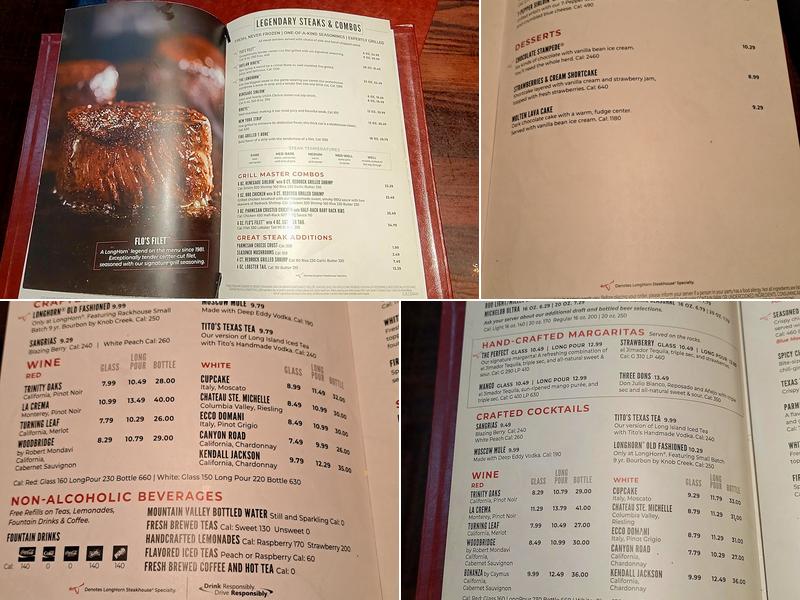 LongHorn Steakhouse Menu