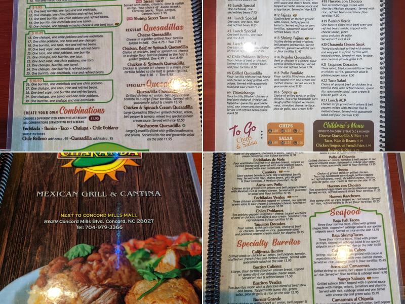 Charanda Mexican Grill and Cantina Menu