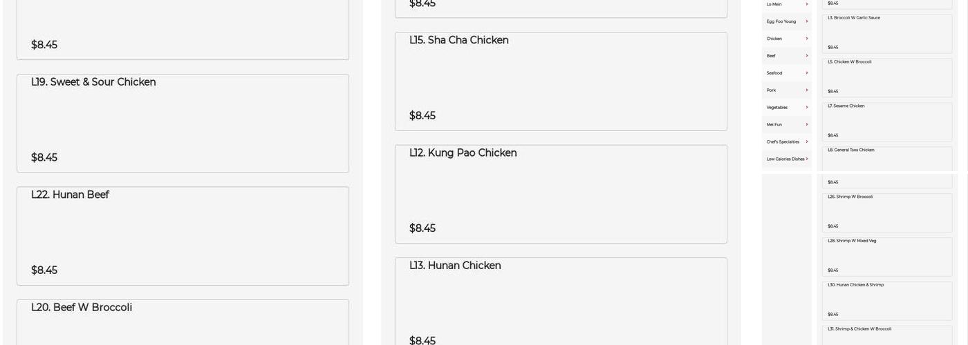 Chopsticks Menu