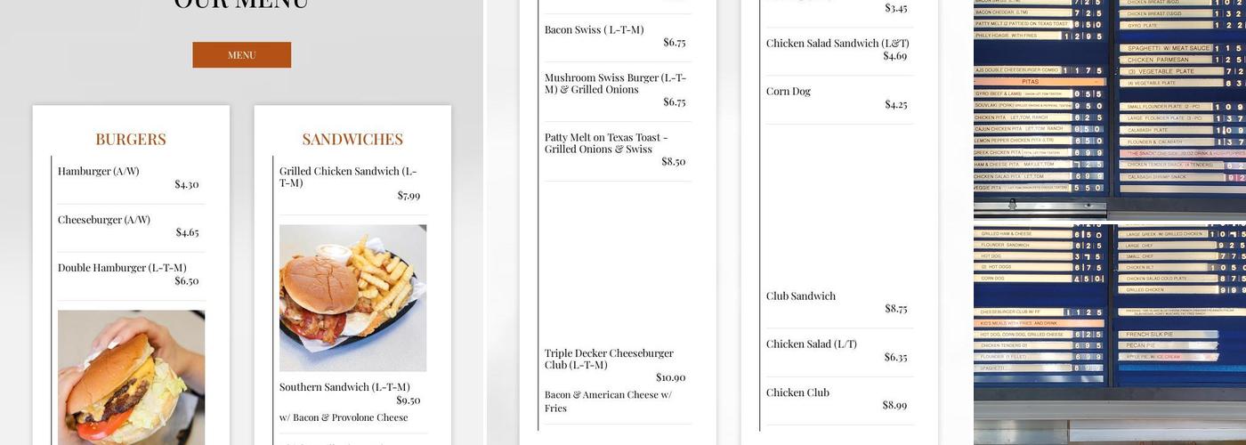 A J's Restaurant Menu