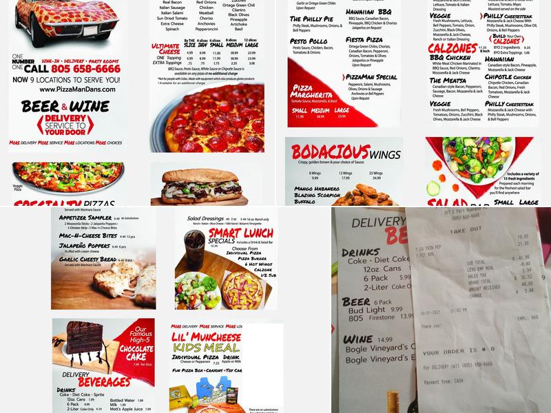 PizzaMan Dan's Menu