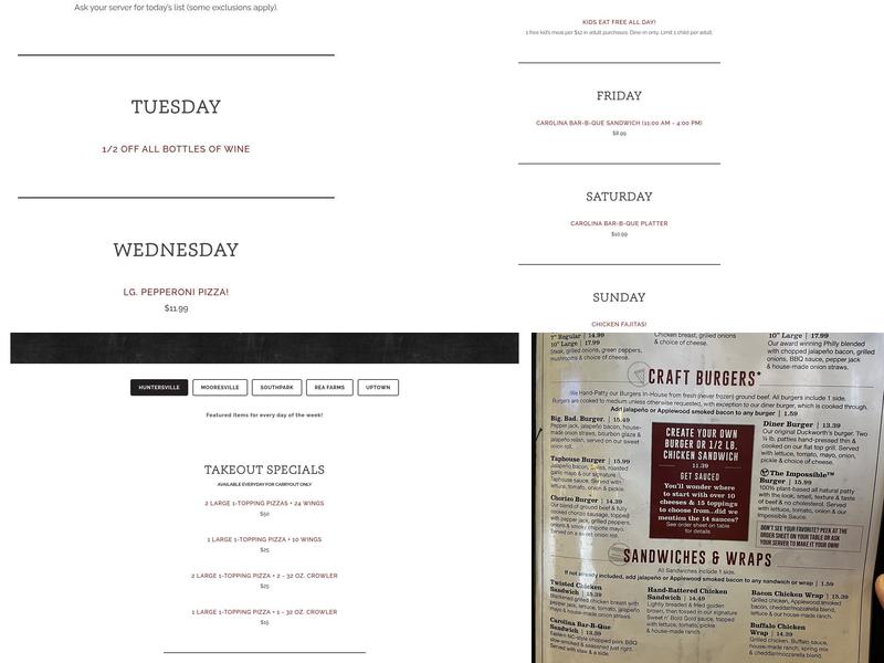 Duckworth's Grill & Taphouse Menu