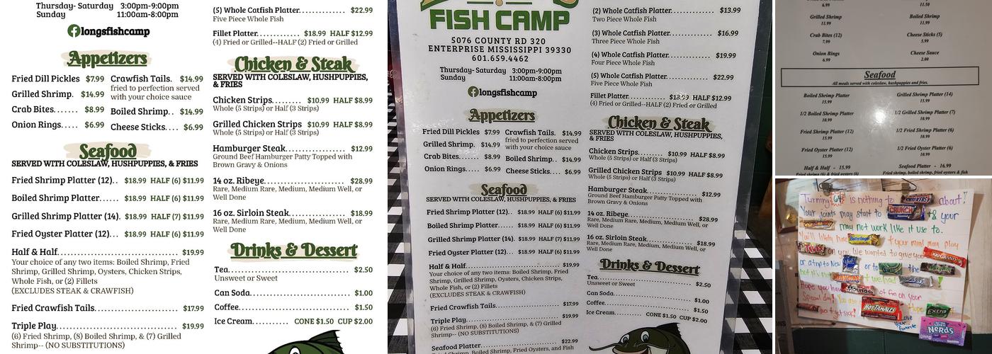 Long's Fish Camp Menu